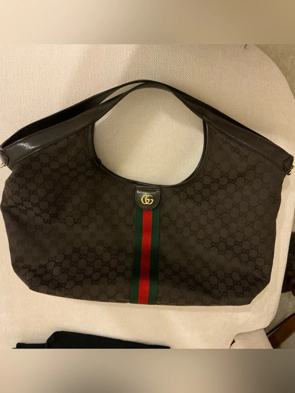 Authentic Gucci Giglio Large Tote Bag in Chocolate